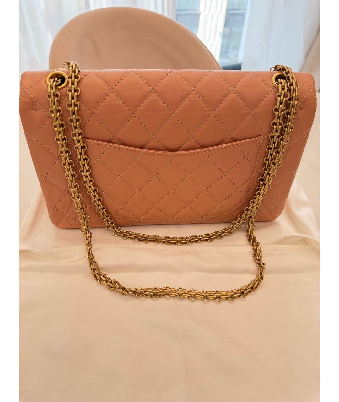 CHANEL Коралловая кожаная сумка с короткими ручками, фото 3