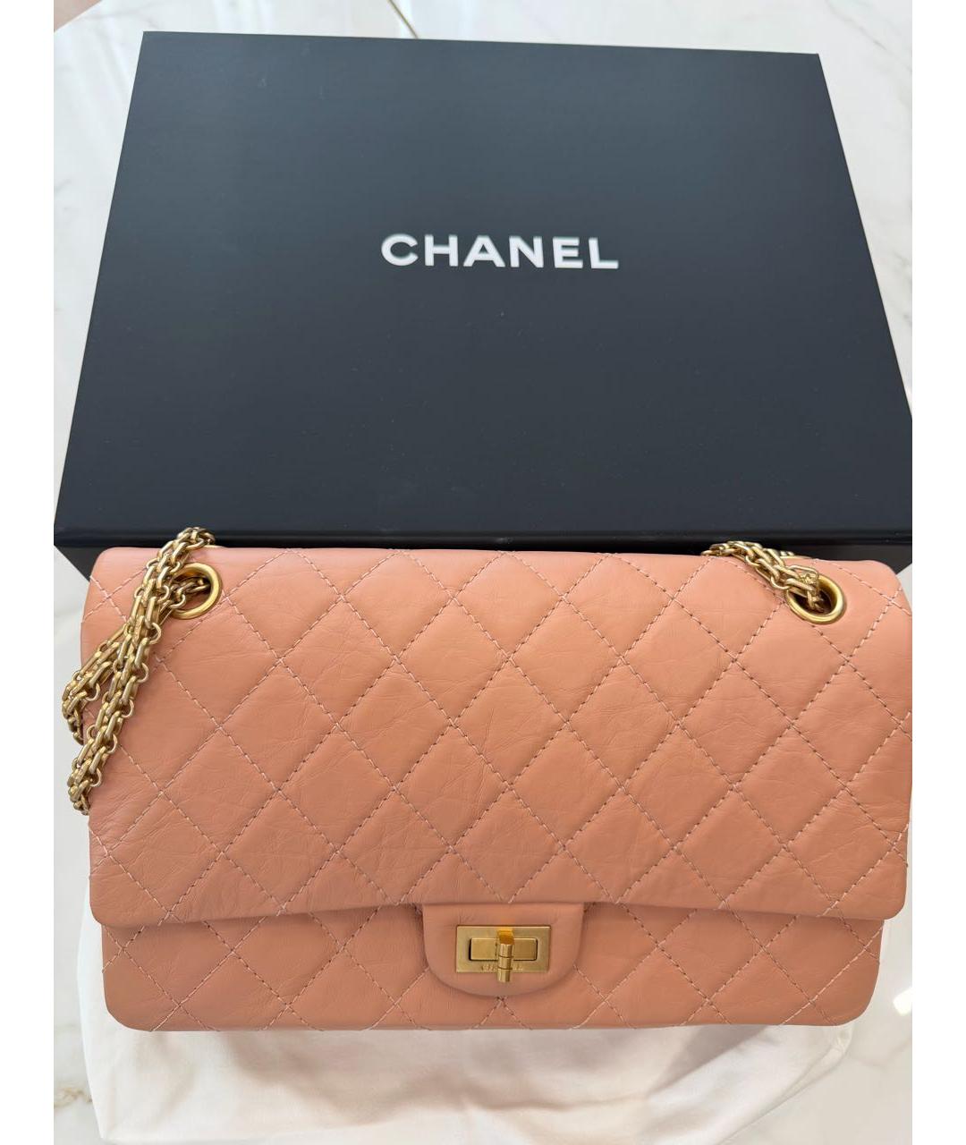 CHANEL Коралловая кожаная сумка с короткими ручками, фото 5