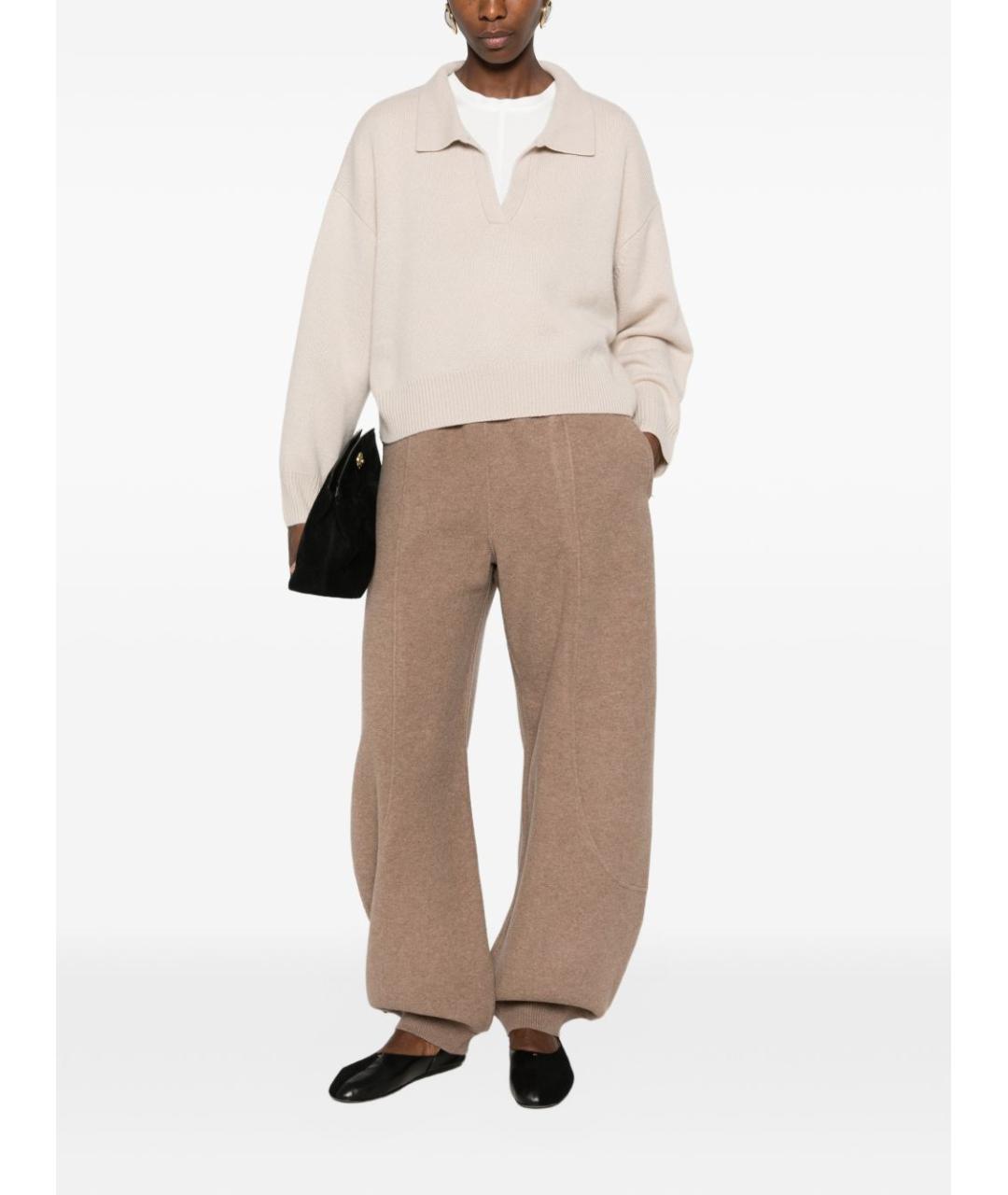 MAX MARA Бежевые полиамидовые брюки широкие, фото 2