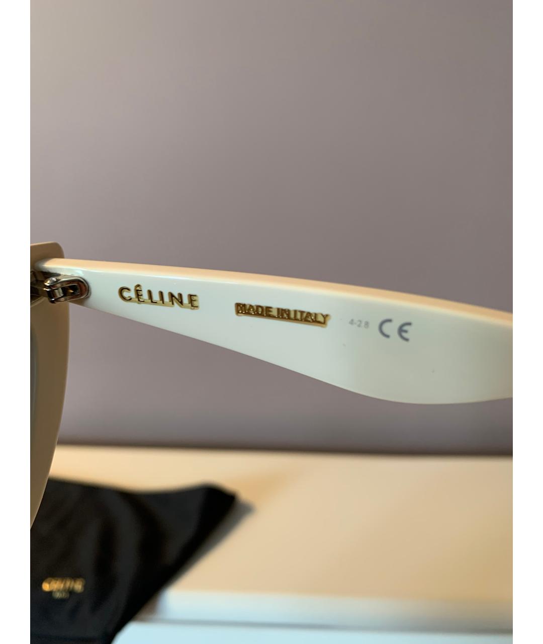 CELINE Белые пластиковые солнцезащитные очки, фото 6