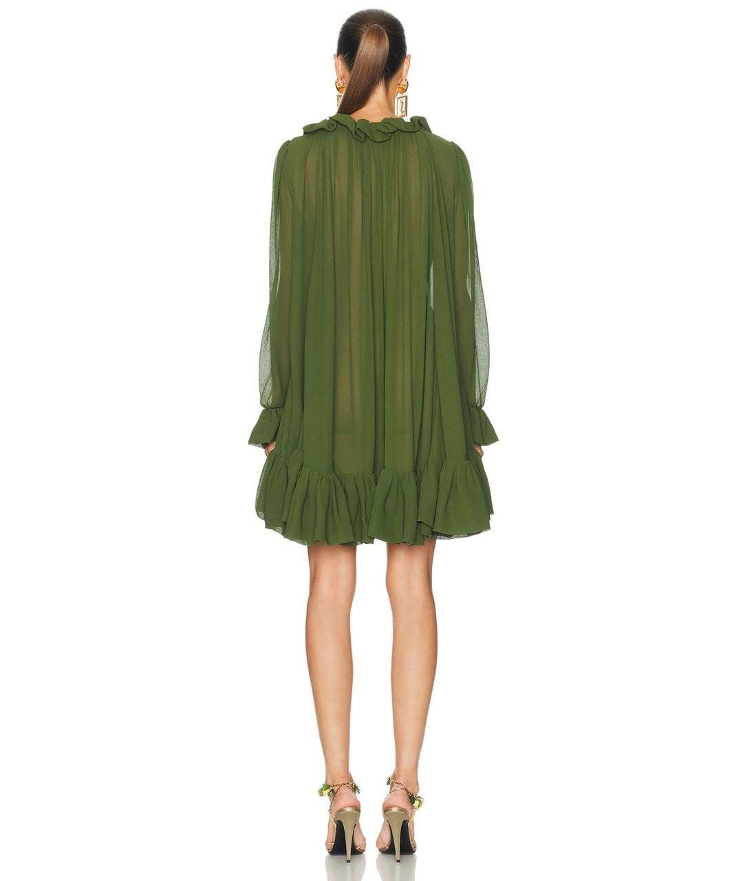 SAINT LAURENT Зеленое шелковое коктейльное платье, фото 4
