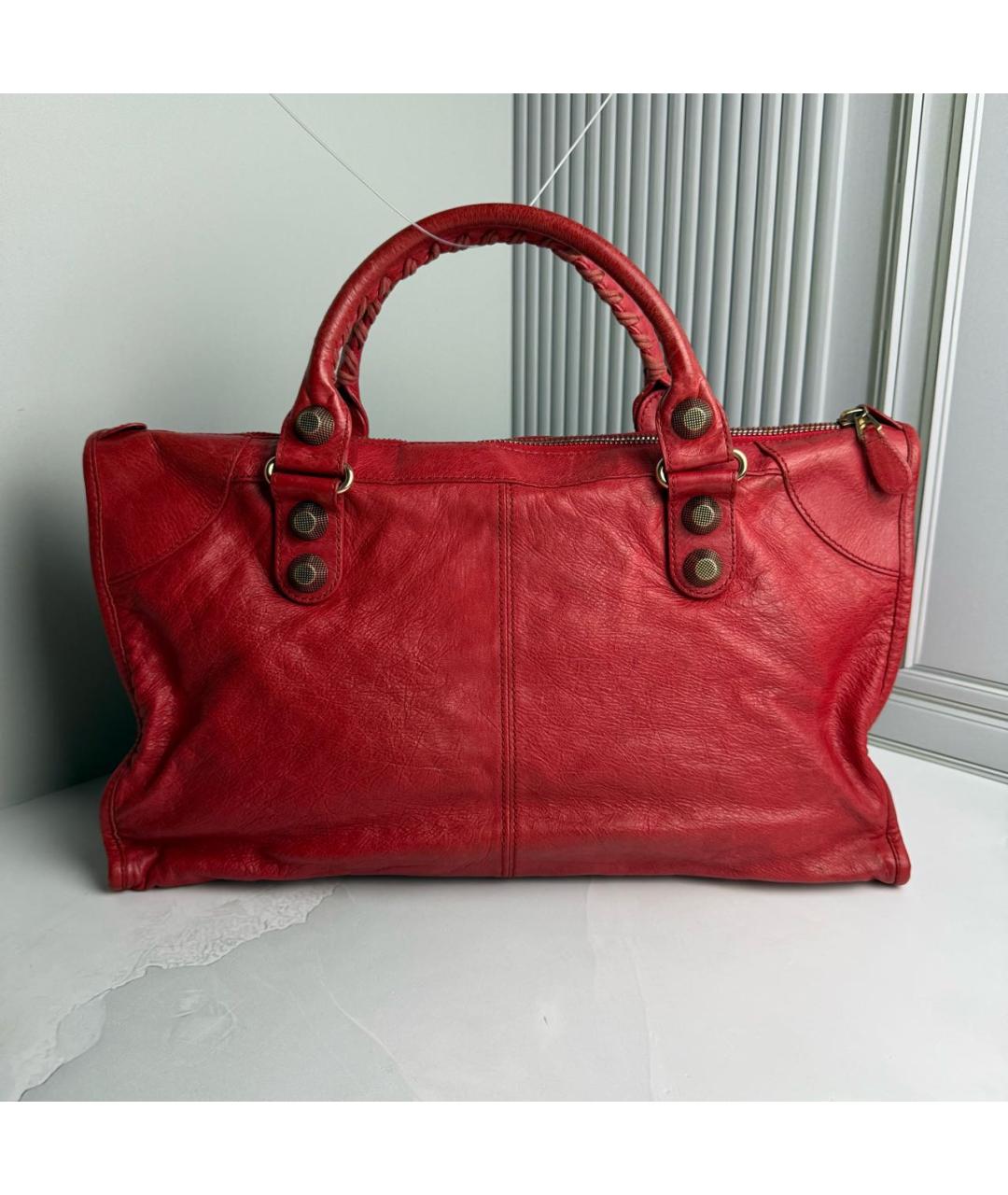 BALENCIAGA Красная кожаная сумка с короткими ручками, фото 2