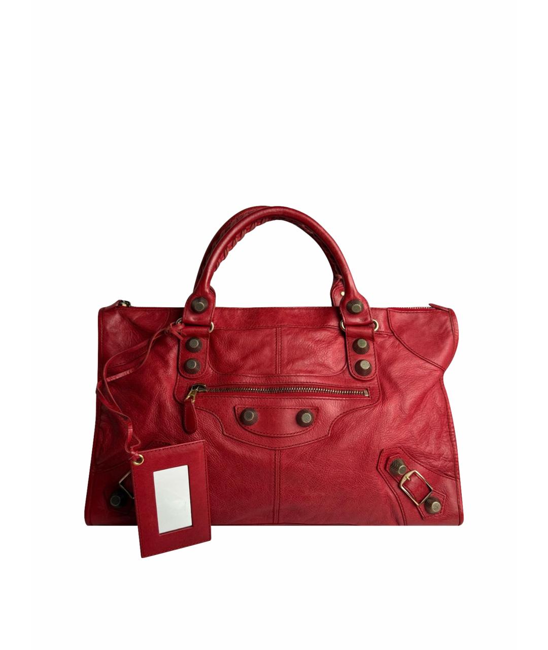 BALENCIAGA Красная кожаная сумка с короткими ручками, фото 1