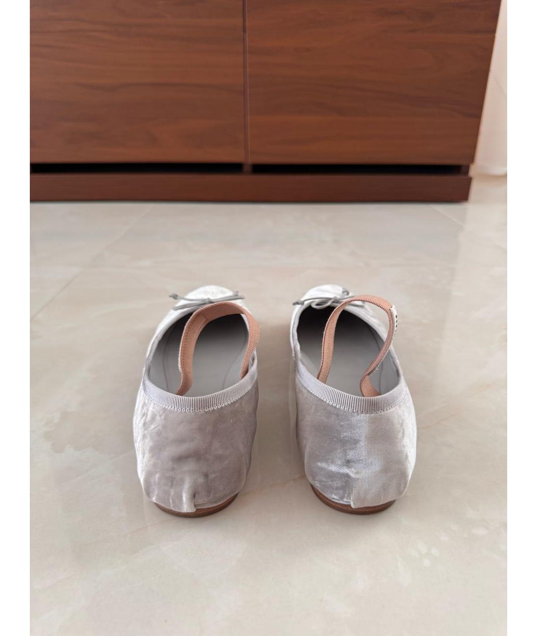 MIU MIU Серебряные бархатные балетки, фото 4