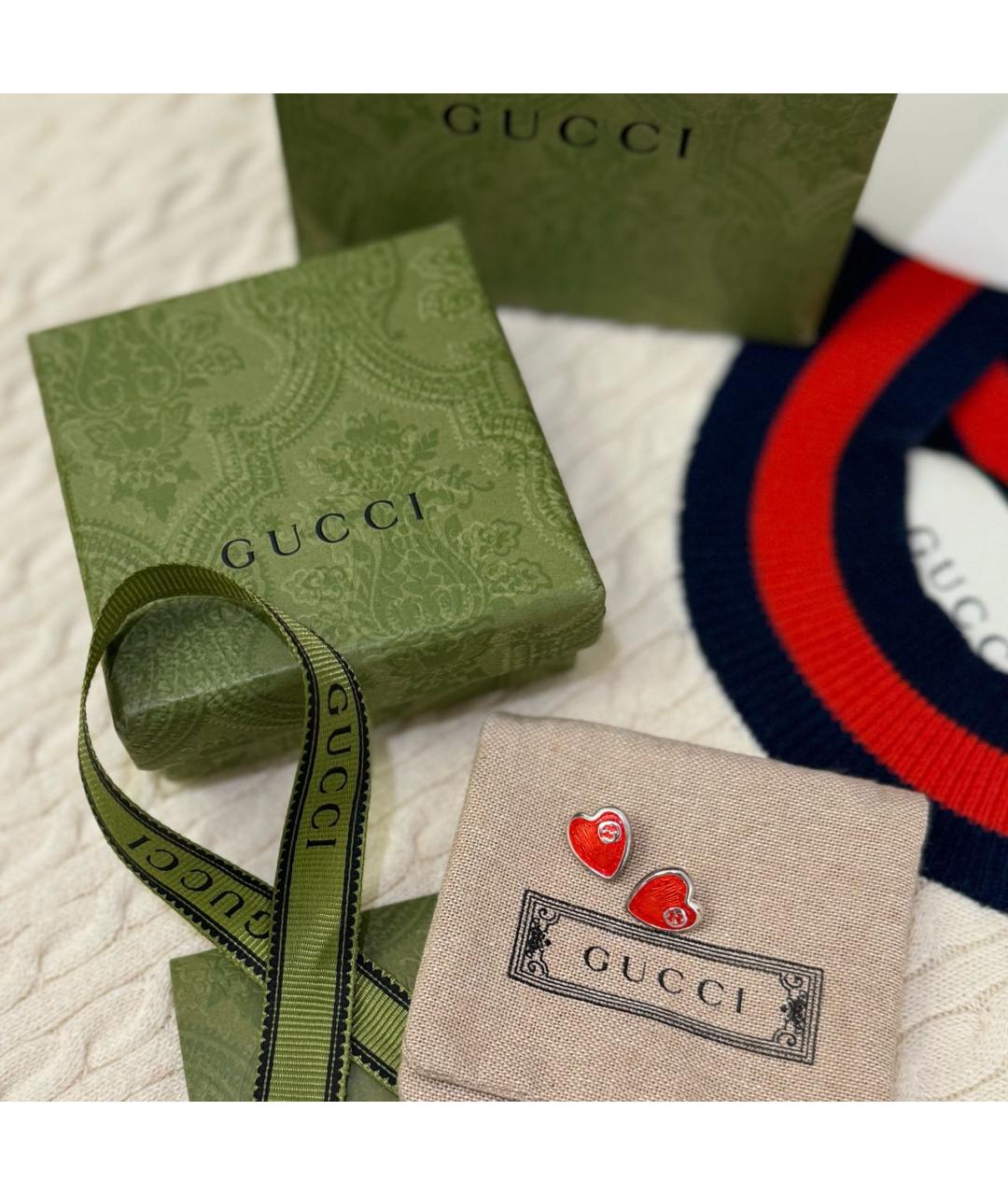 GUCCI Красные серебряные серьги, фото 4