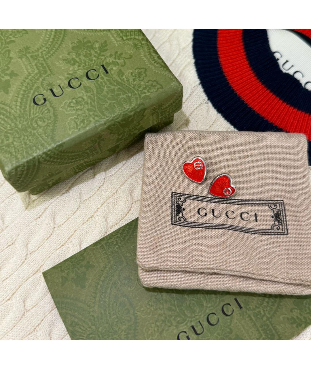 GUCCI Красные серебряные серьги, фото 5