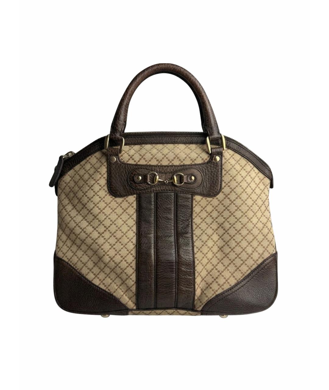 GUCCI Коричневая кожаная сумка с короткими ручками, фото 1