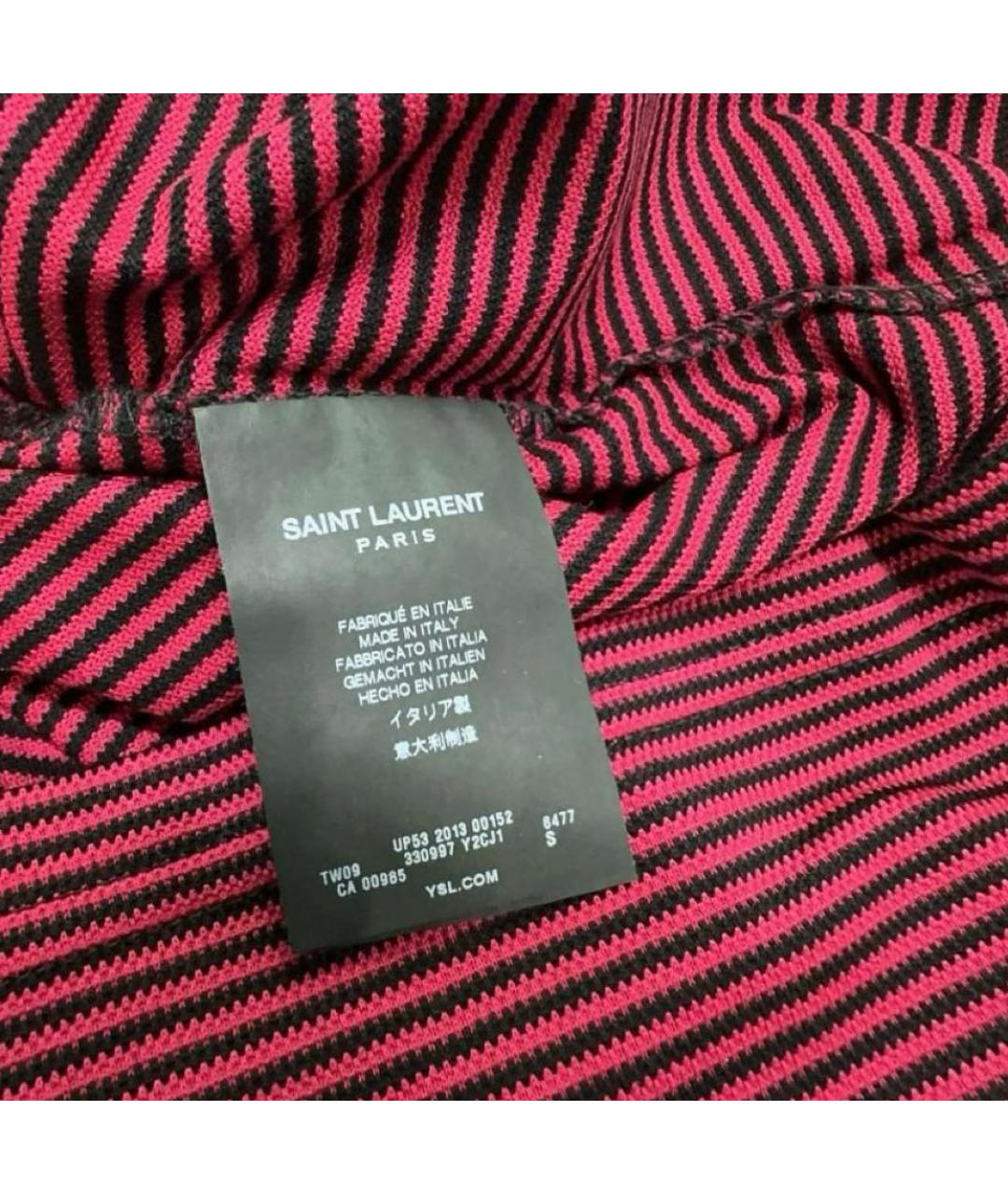 SAINT LAURENT Бордовая хлопковая футболка, фото 7