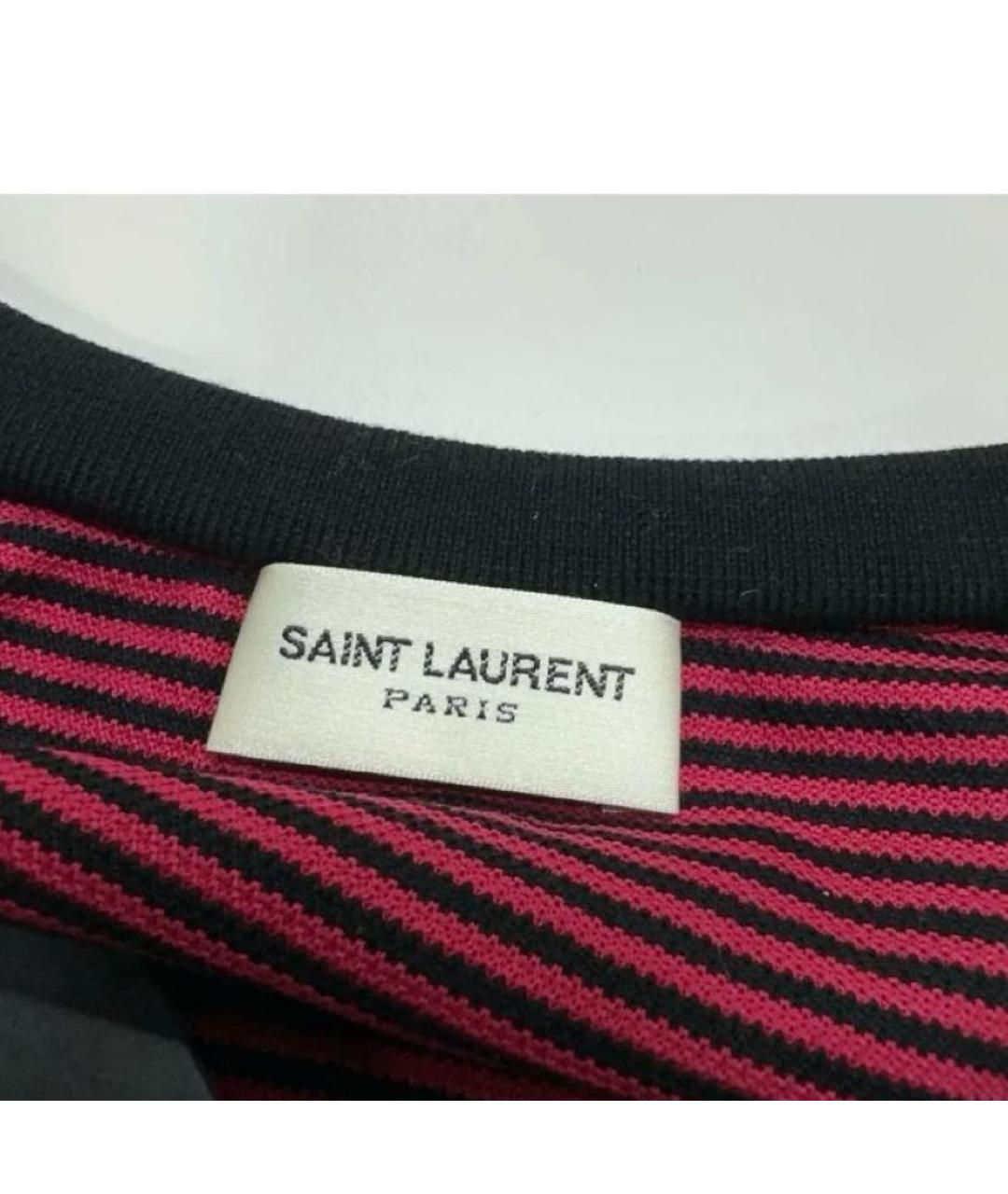 SAINT LAURENT Бордовая хлопковая футболка, фото 4