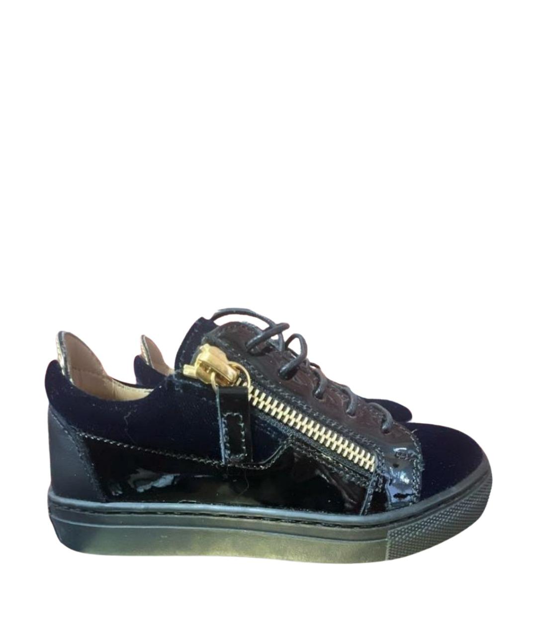 GIUSEPPE ZANOTTI DESIGN Черные кеды из лакированной кожи, фото 1