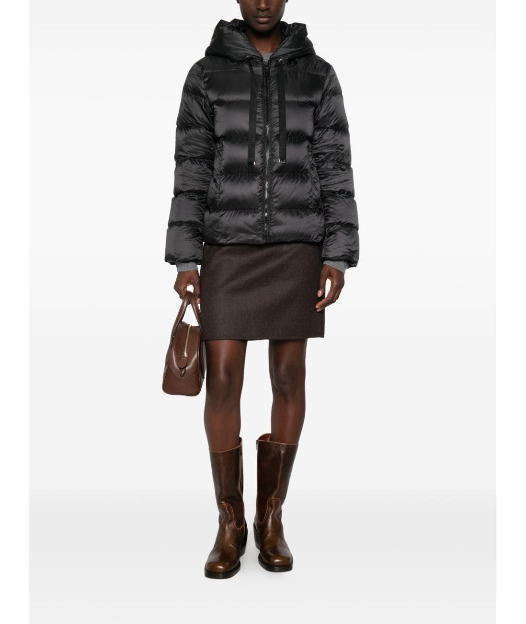 MAX MARA Черный полиэстеровый пуховик, фото 2