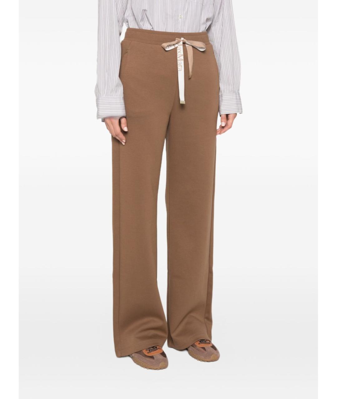 'S MAX MARA Бежевые хлопковые прямые брюки, фото 5