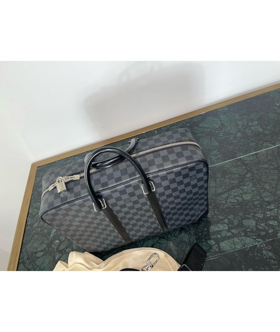 LOUIS VUITTON Черный кожаный портфель, фото 7