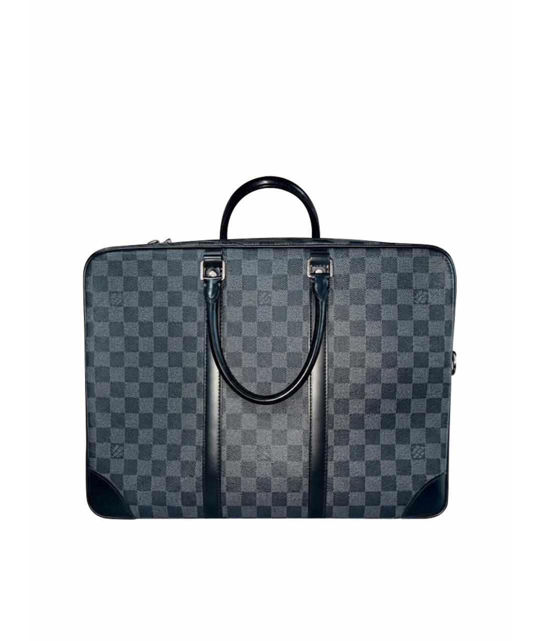 LOUIS VUITTON Черный кожаный портфель, фото 1