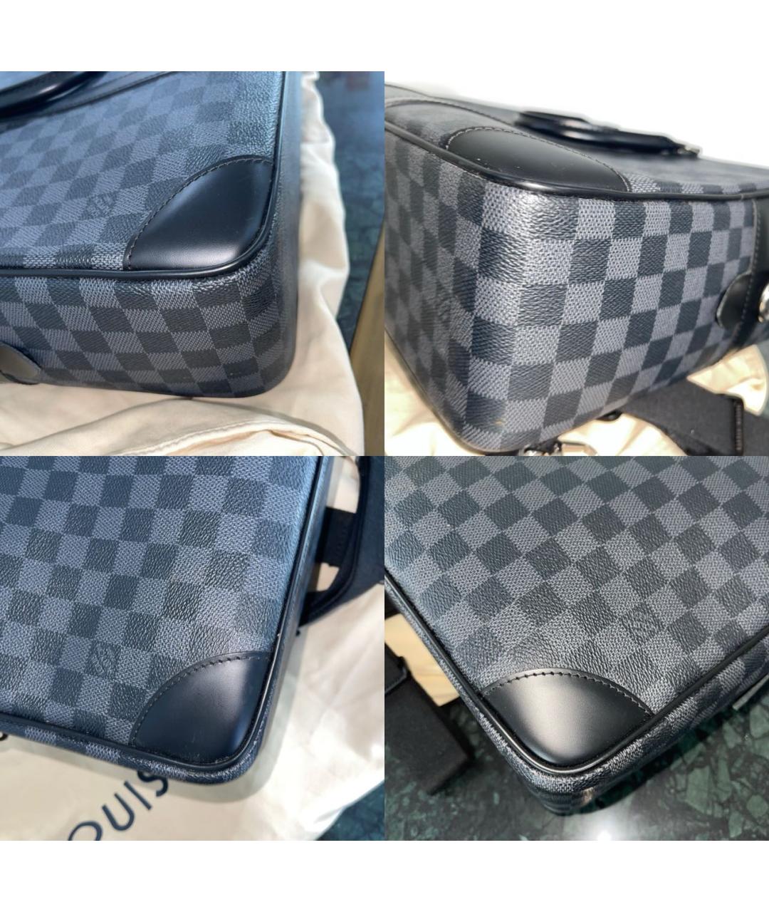 LOUIS VUITTON Черный кожаный портфель, фото 8