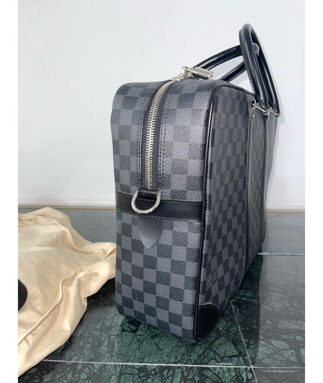 LOUIS VUITTON Черный кожаный портфель, фото 6