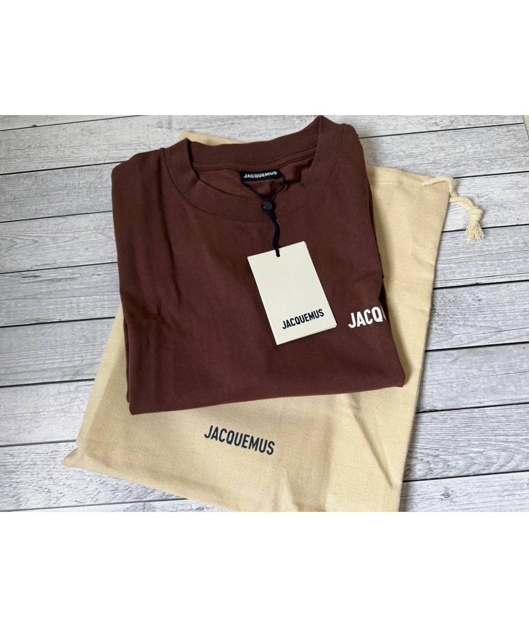 JACQUEMUS Коричневая хлопковая футболка, фото 3