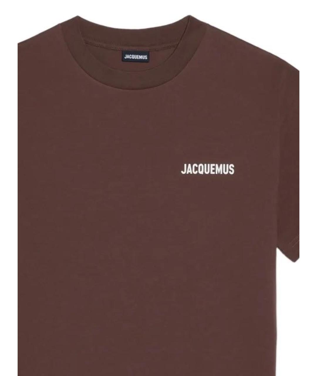 JACQUEMUS Коричневая хлопковая футболка, фото 2