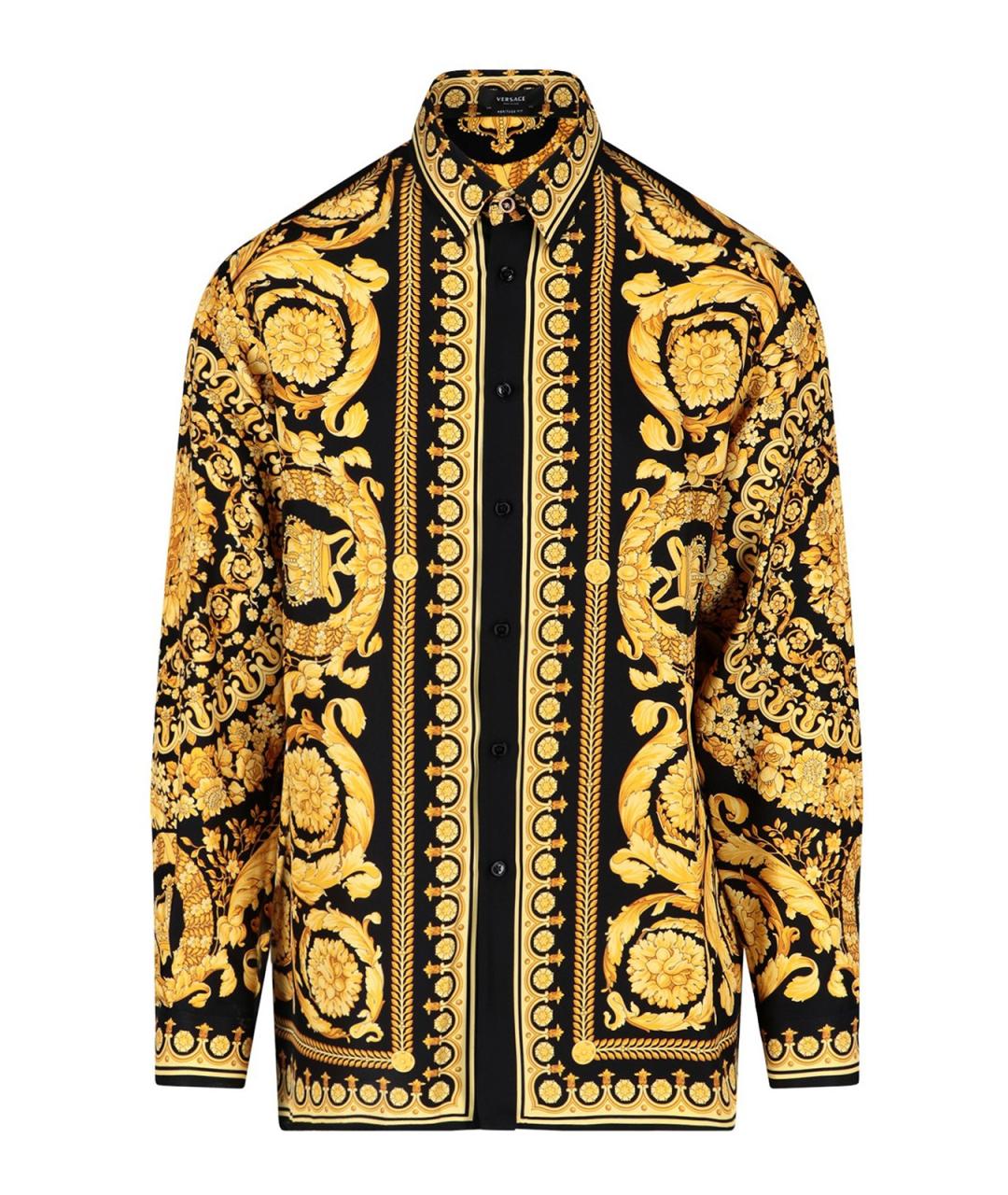VERSACE Золотая шелковая кэжуал рубашка, фото 1