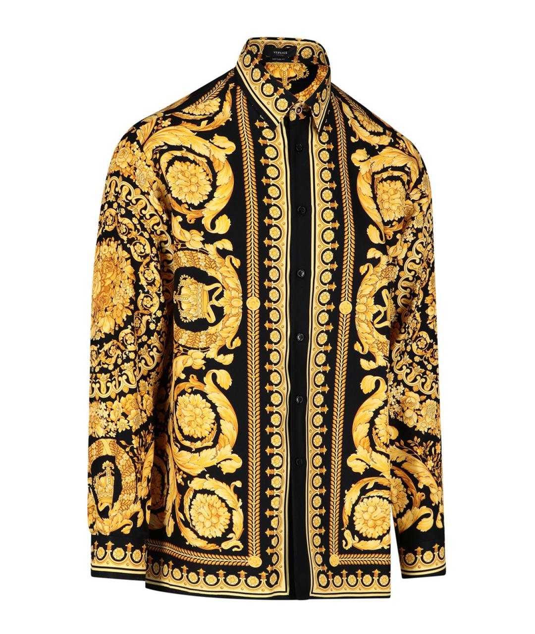 VERSACE Золотая шелковая кэжуал рубашка, фото 3