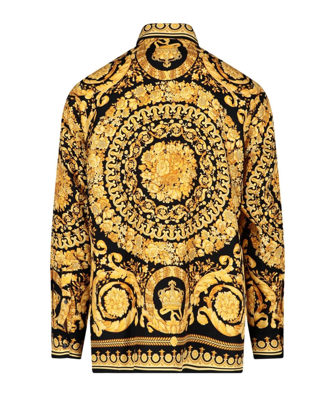 VERSACE Золотая шелковая кэжуал рубашка, фото 2
