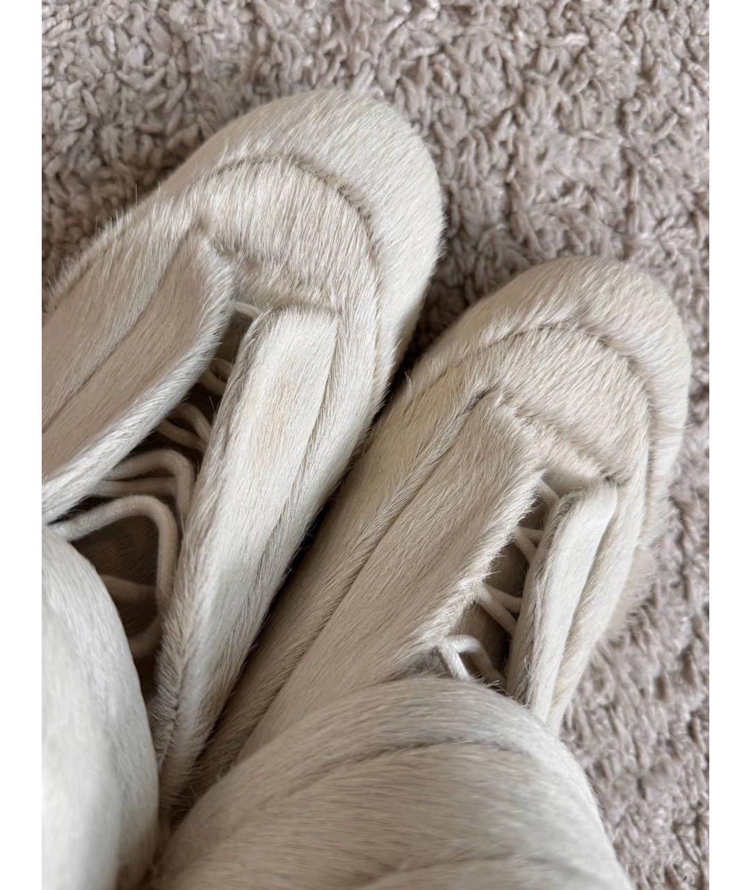 MAISON MARGIELA Бежевые кожаные высокие кроссовки / кеды, фото 4