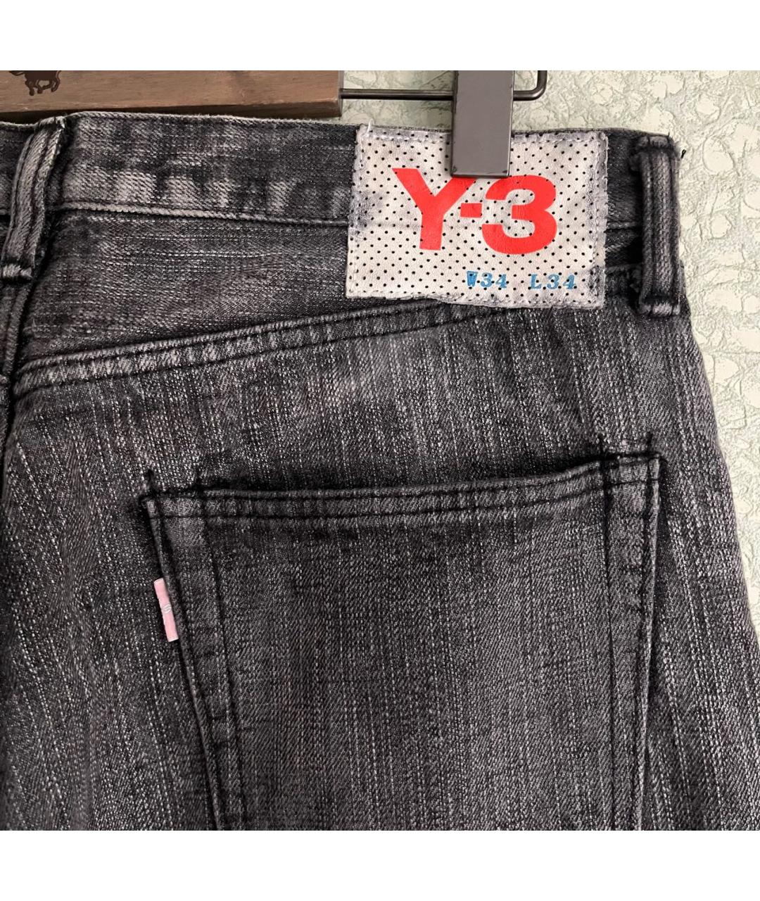 Y-3 Серые хлопковые прямые джинсы, фото 7
