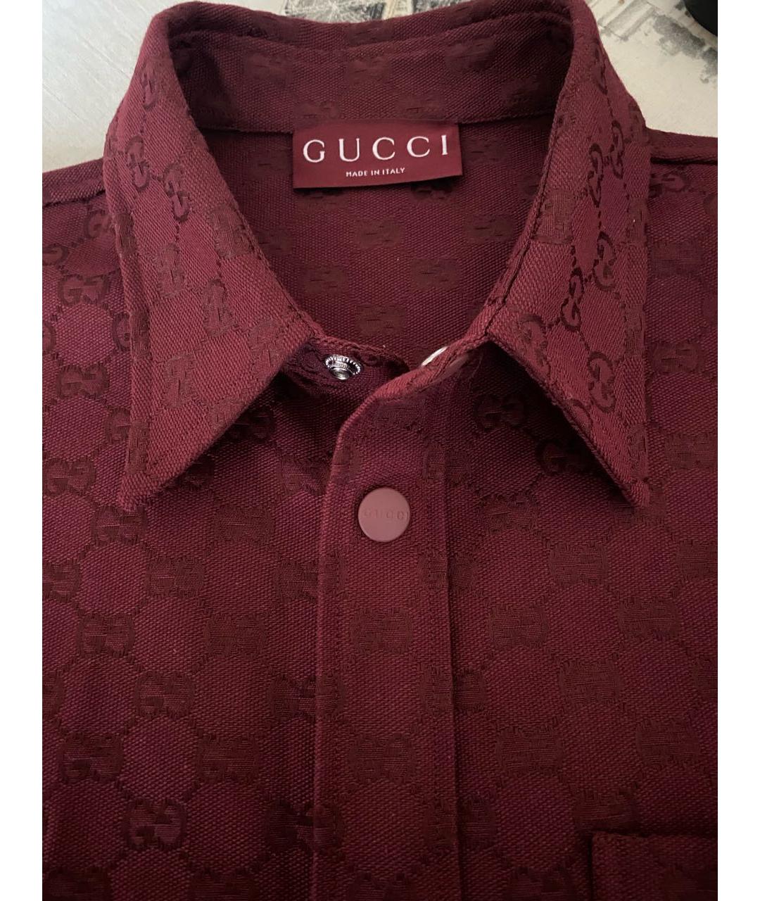 GUCCI Бордовая хлопковая куртка, фото 3