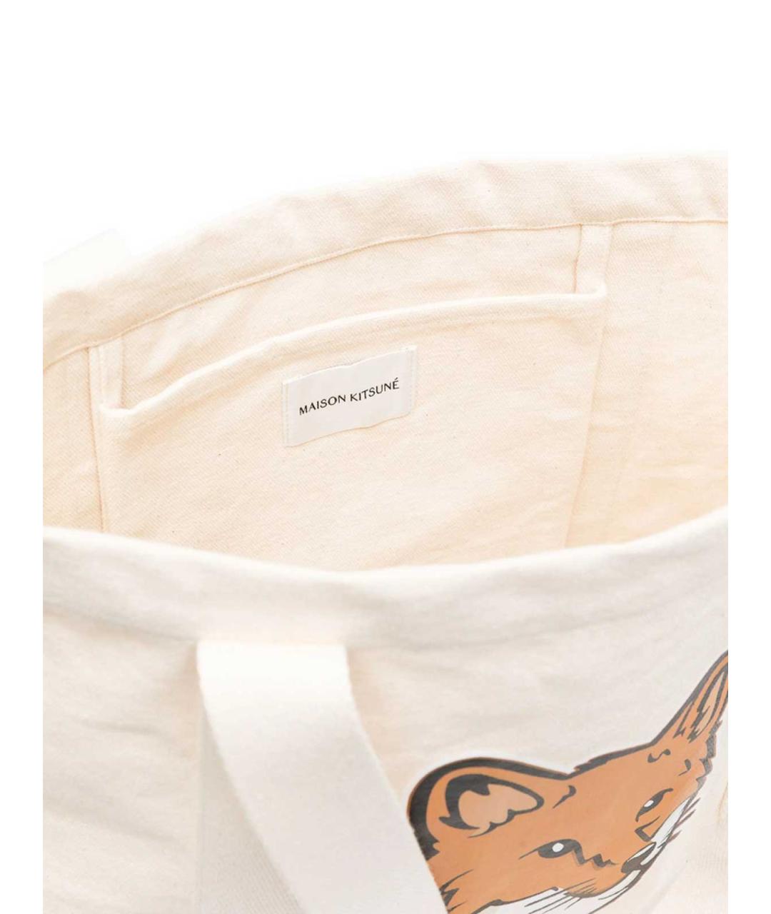 MAISON KITSUNE Белая тканевая сумка тоут, фото 5