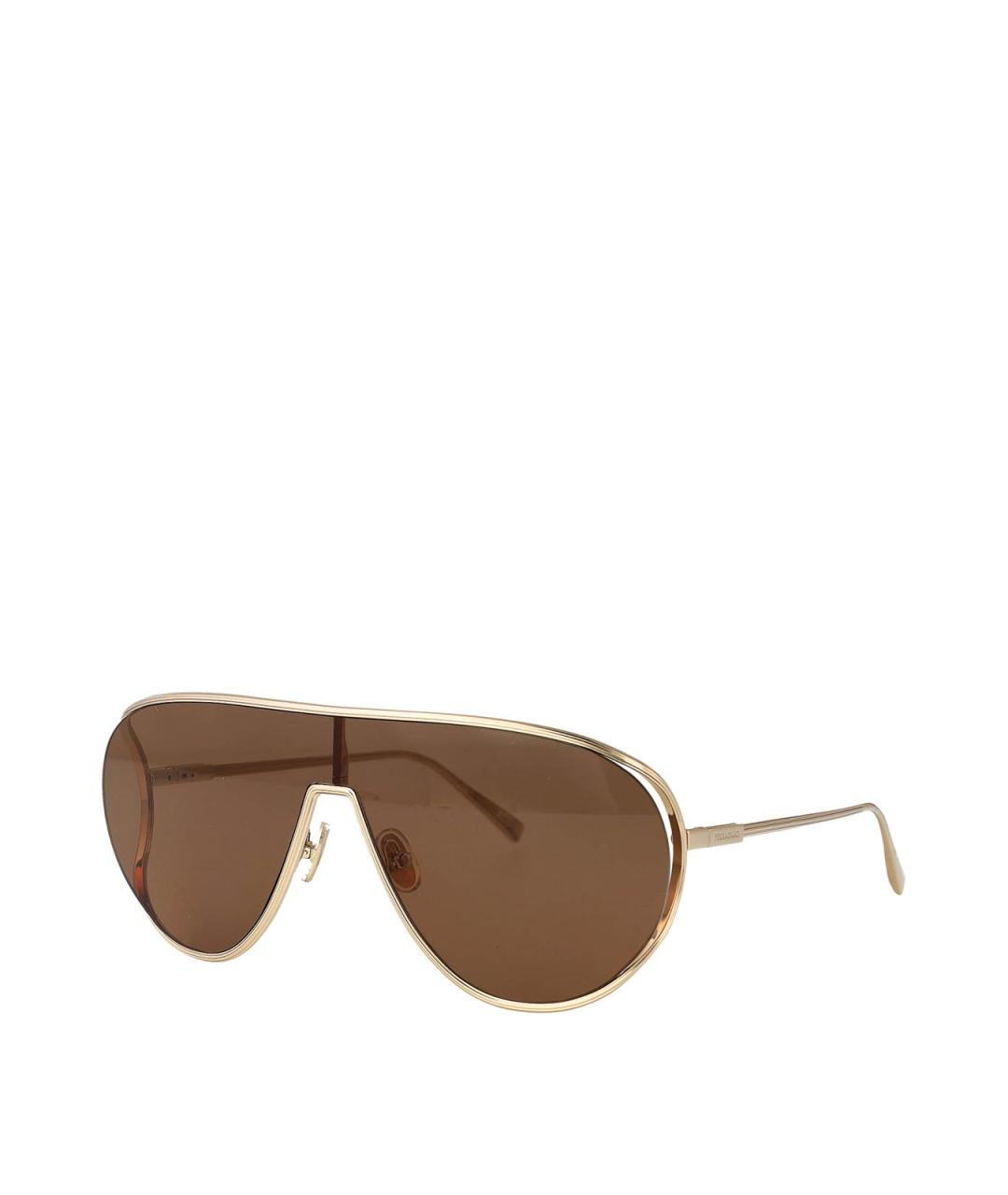FERRAGAMO Золотые металлические солнцезащитные очки, фото 2