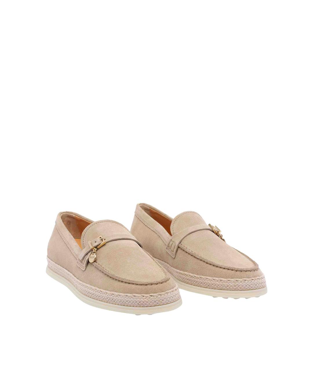 TOD'S Бежевые замшевые лоферы, фото 2