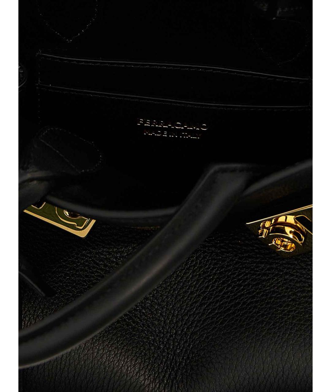 FERRAGAMO Черная кожаная сумка тоут, фото 4