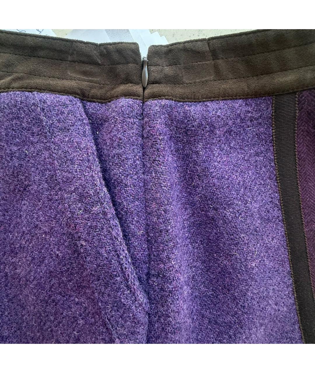 ETRO Фиолетовая шерстяная юбка мини, фото 6