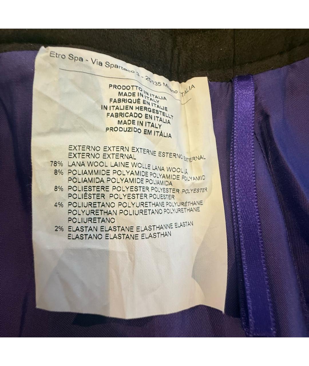 ETRO Фиолетовая шерстяная юбка мини, фото 4