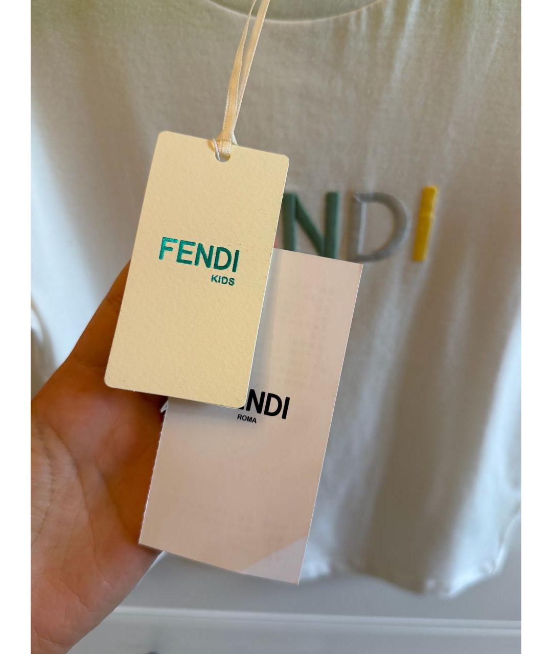 FENDI Белый хлопковый детская футболка / топ, фото 8