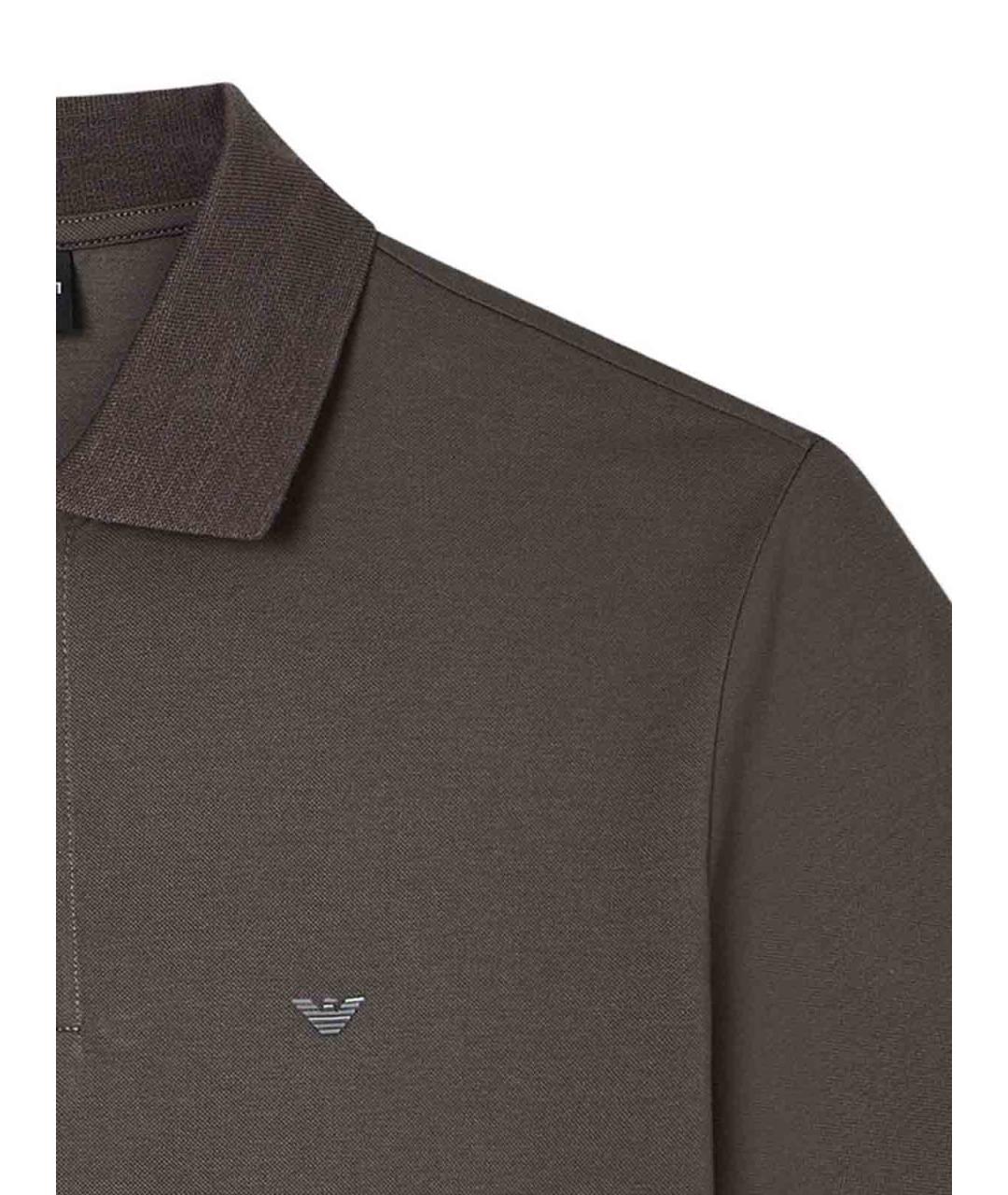 EMPORIO ARMANI Серое хлопковое поло с коротким рукавом, фото 2