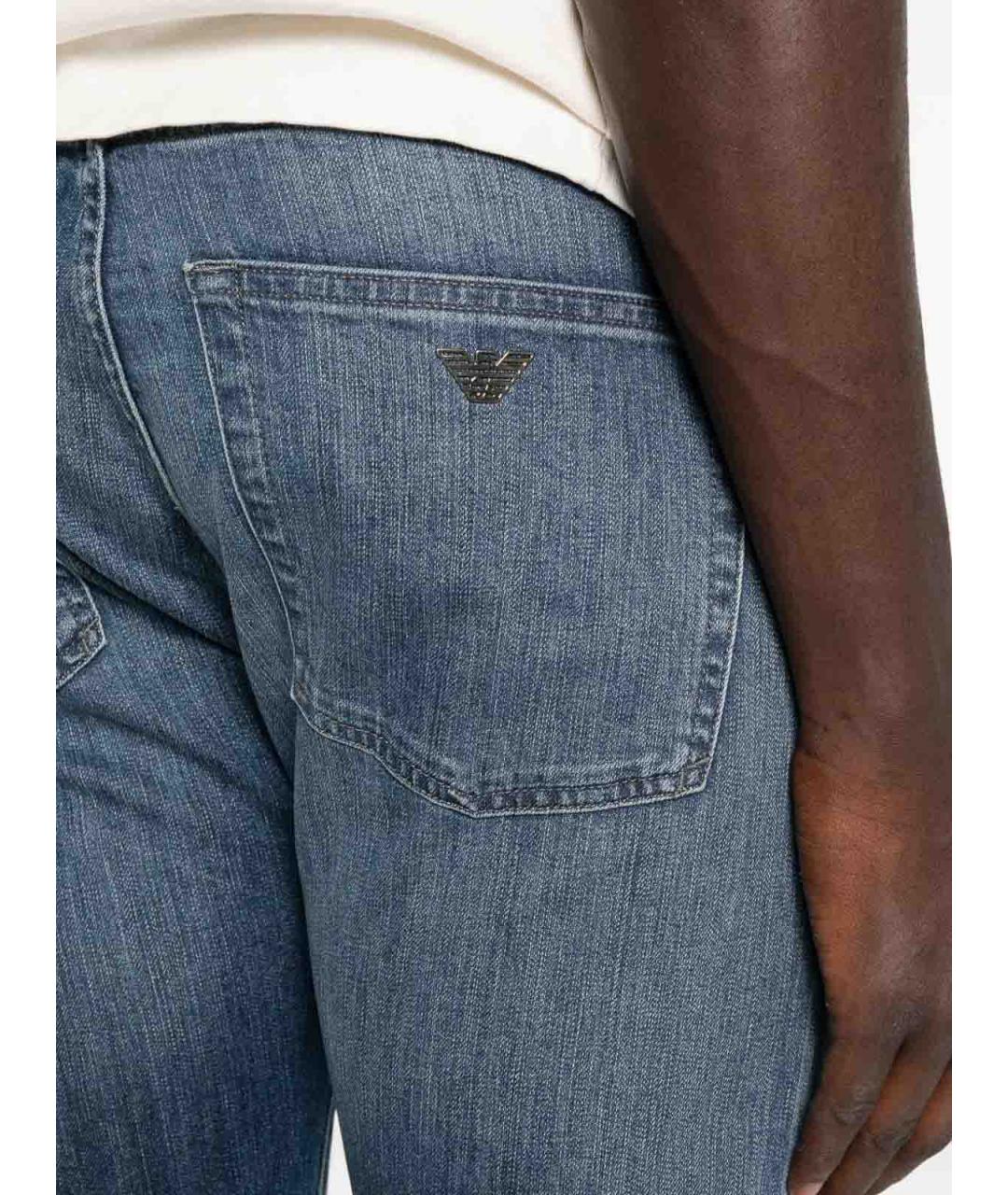 EMPORIO ARMANI Синие хлопковые прямые джинсы, фото 4