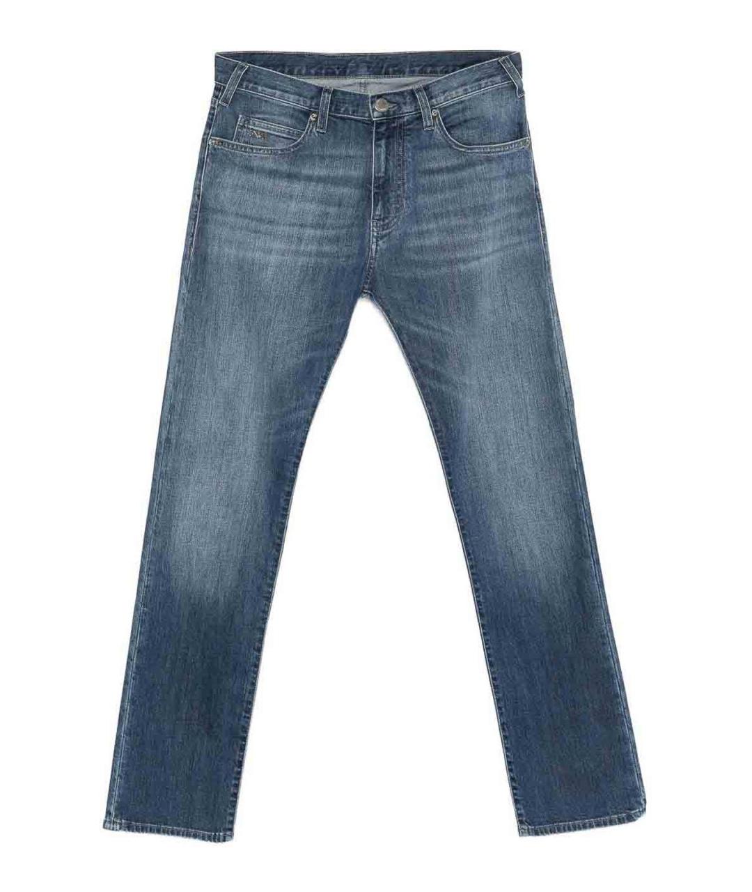 EMPORIO ARMANI Синие хлопковые прямые джинсы, фото 1