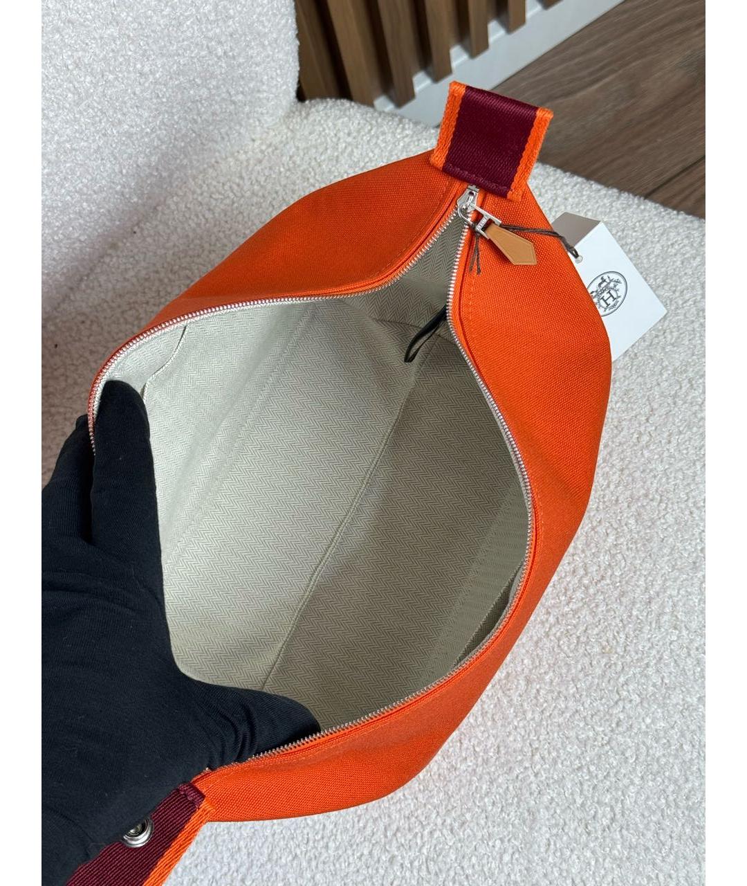 HERMES Оранжевая хлопковая косметичка, фото 4