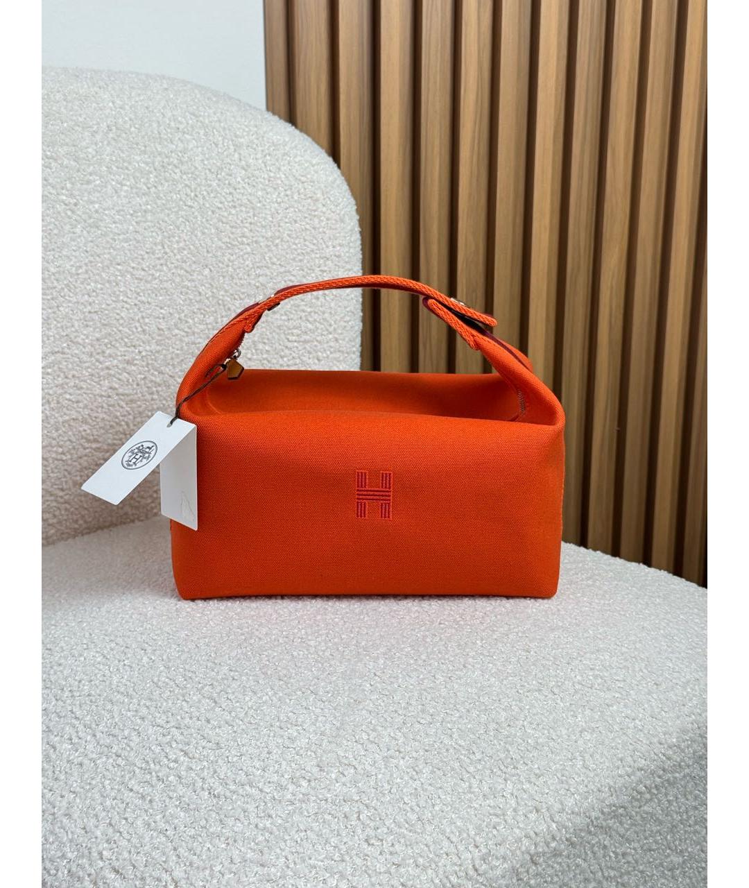 HERMES Оранжевая хлопковая косметичка, фото 2