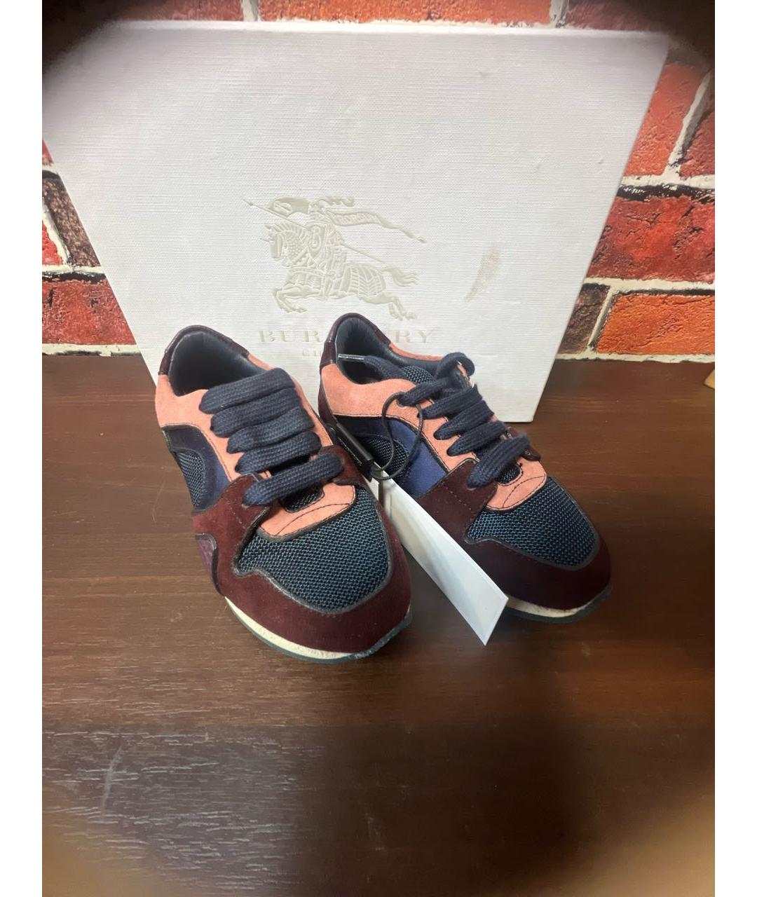BURBERRY Темно-синие текстильные кеды, фото 2