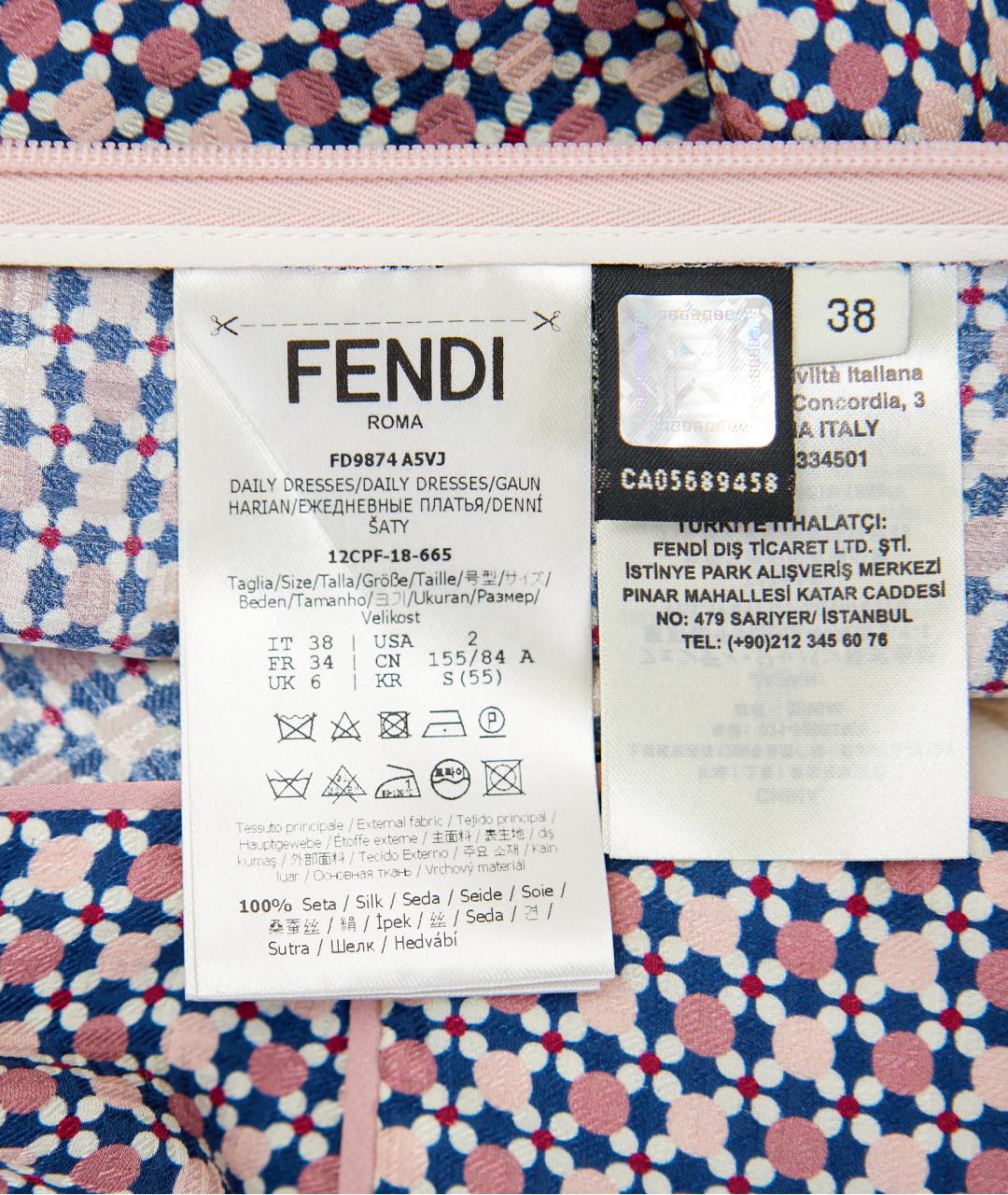 FENDI Фиолетовое шелковое повседневное платье, фото 4