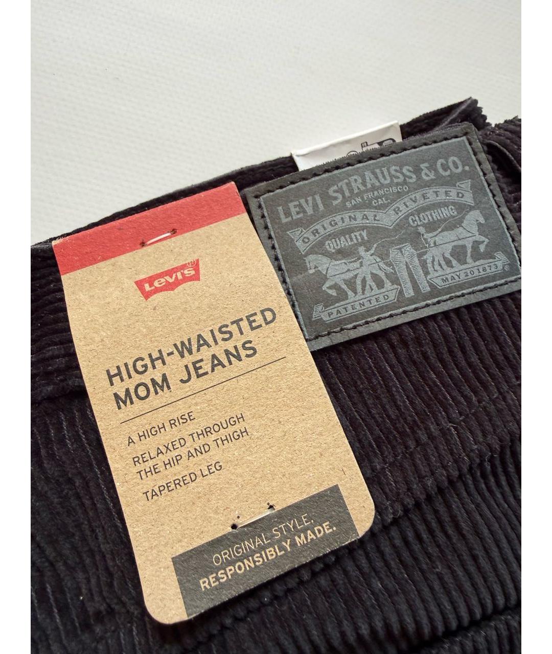 LEVI'S Черные хлопковые прямые брюки, фото 5
