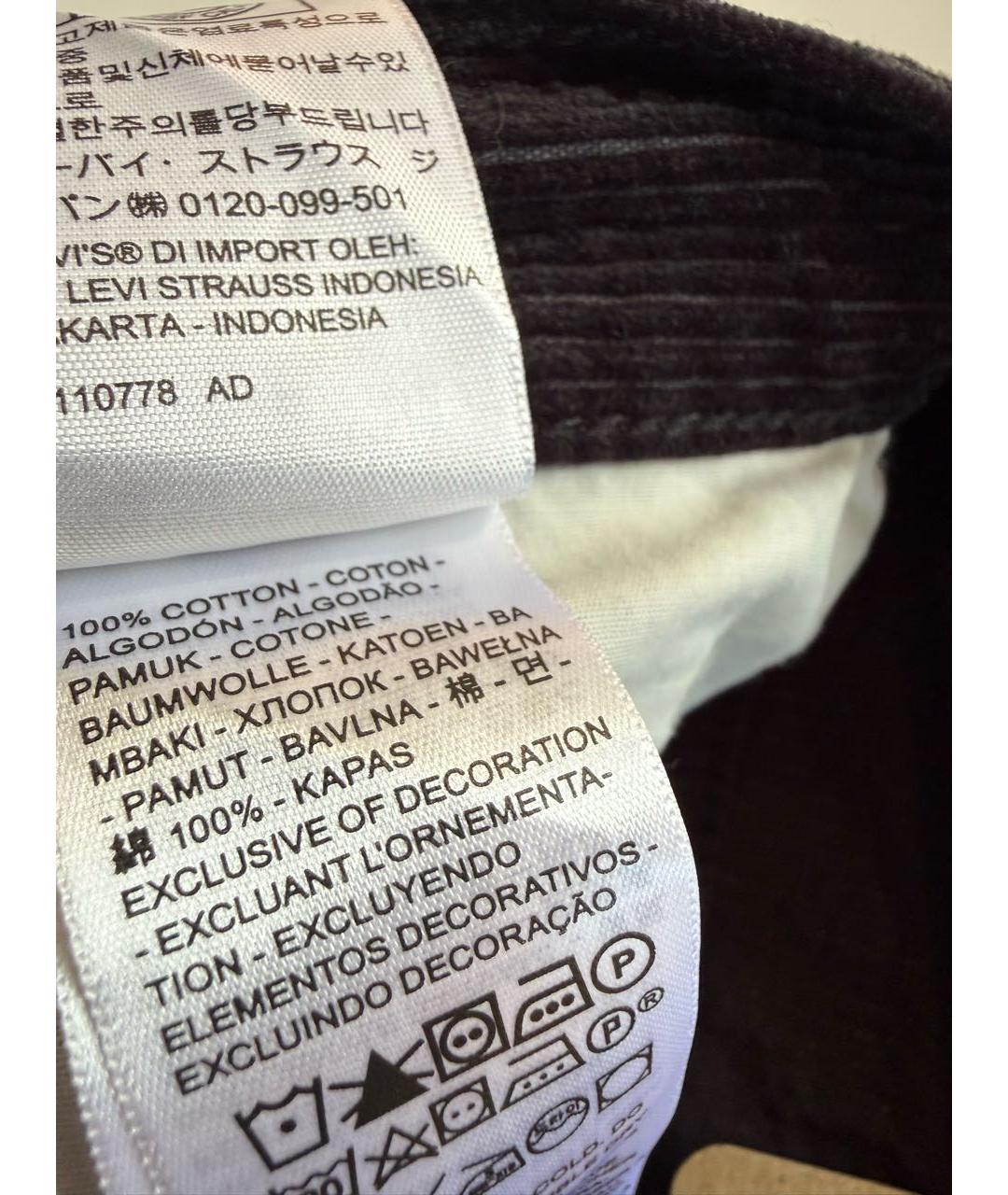 LEVI'S Черные хлопковые прямые брюки, фото 4