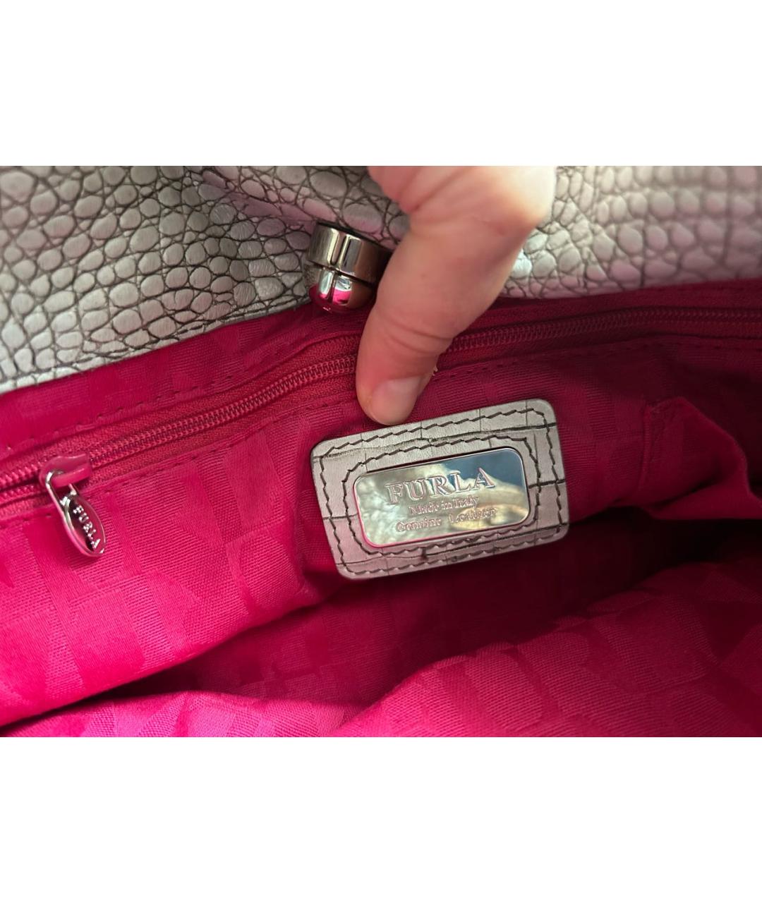 FURLA Серая кожаная сумка тоут, фото 6