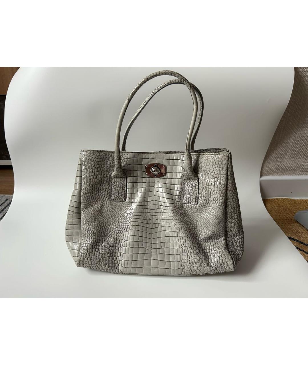 FURLA Серая кожаная сумка тоут, фото 9