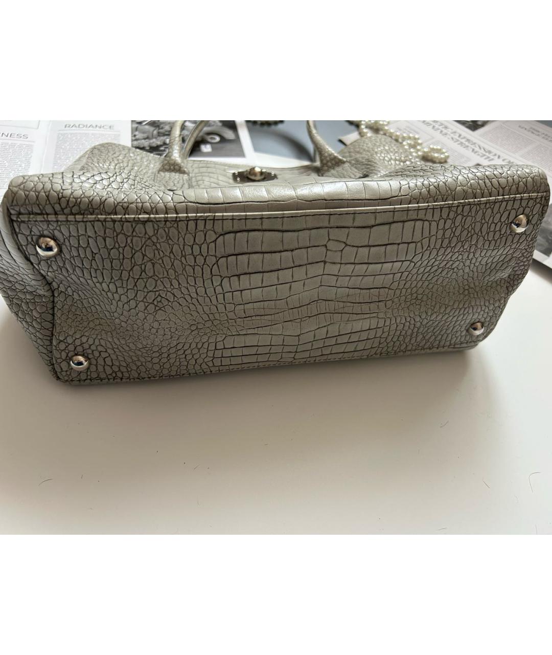 FURLA Серая кожаная сумка тоут, фото 7