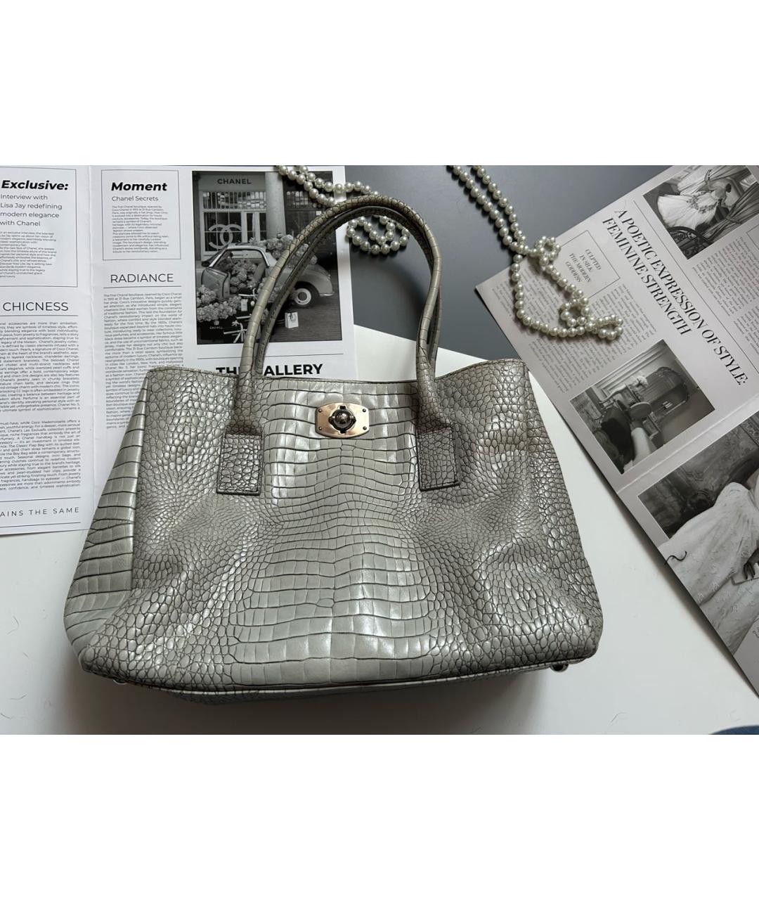 FURLA Серая кожаная сумка тоут, фото 8