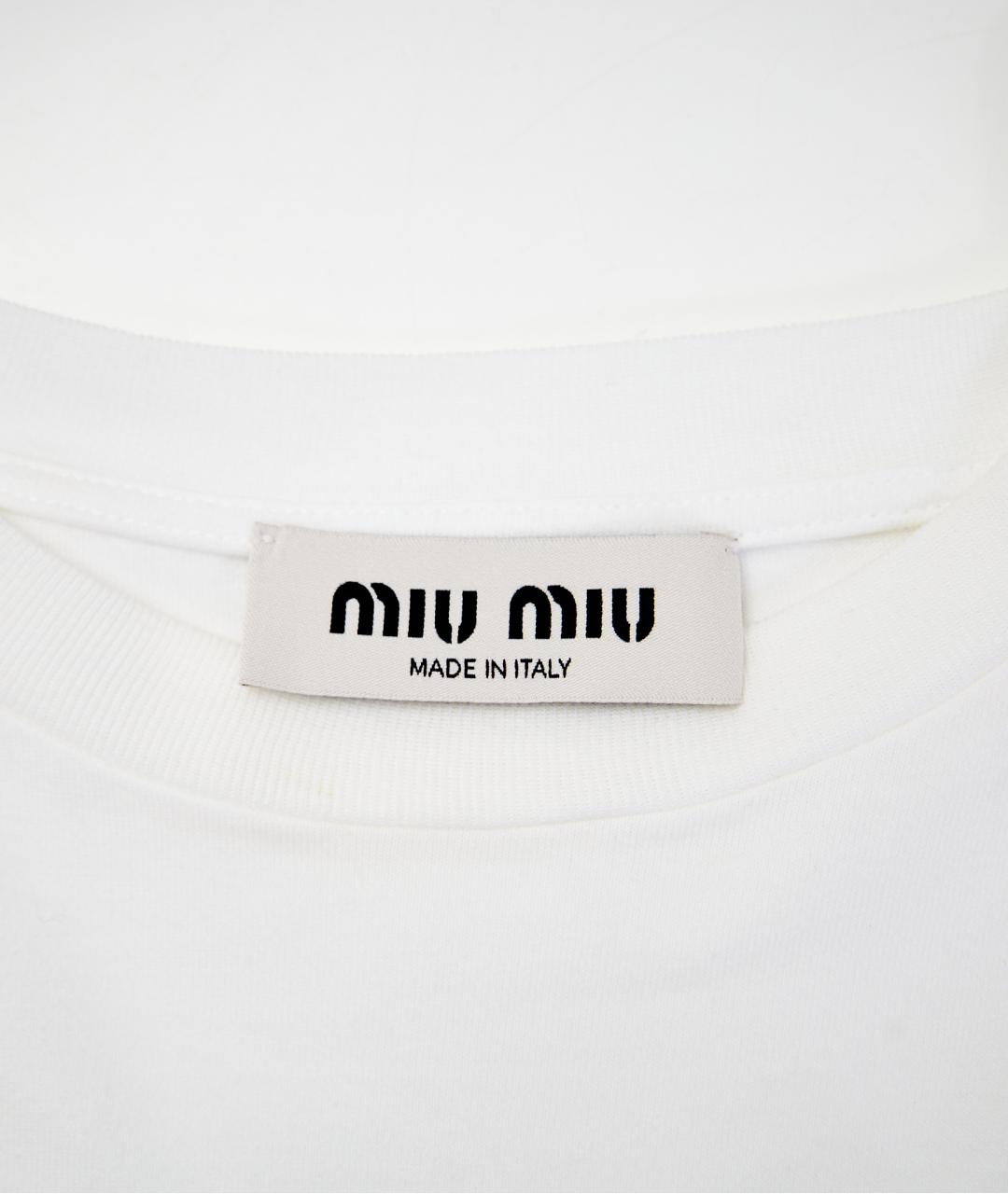 MIU MIU Белая хлопковая майка, фото 3