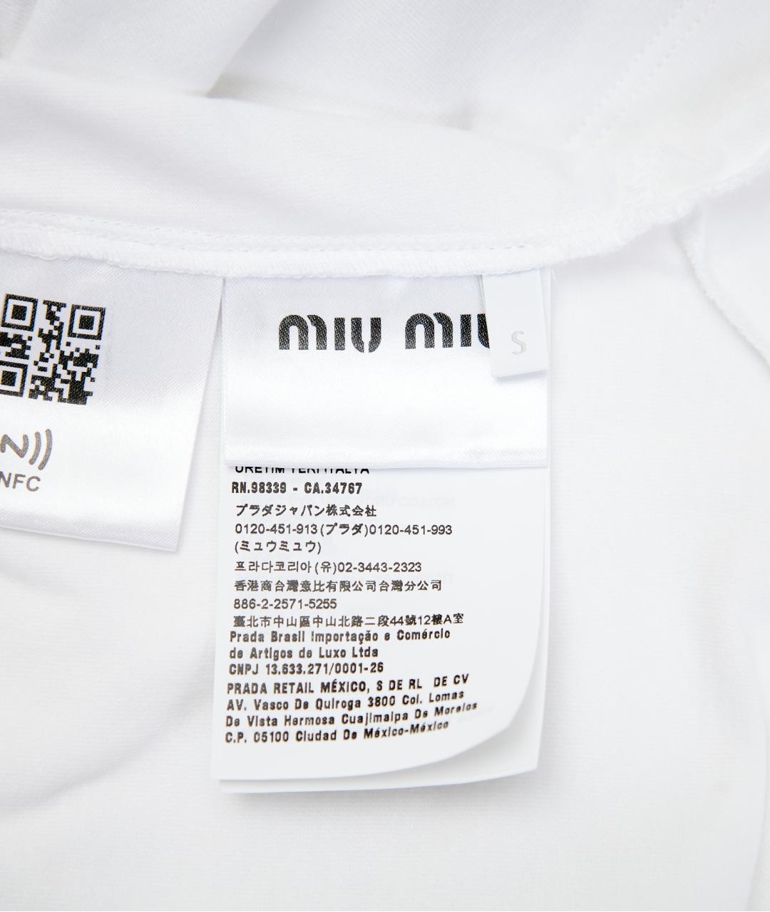 MIU MIU Белая хлопковая майка, фото 5